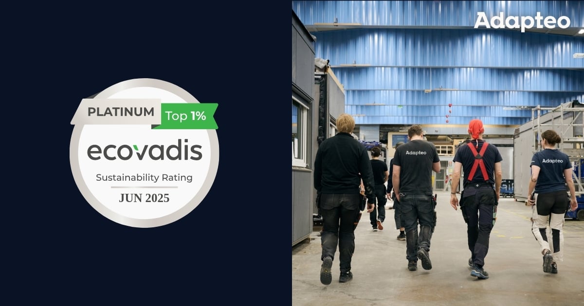 Adapteo Group blandt verdens førende – tildelt EcoVadis’ Platinum-vurdering